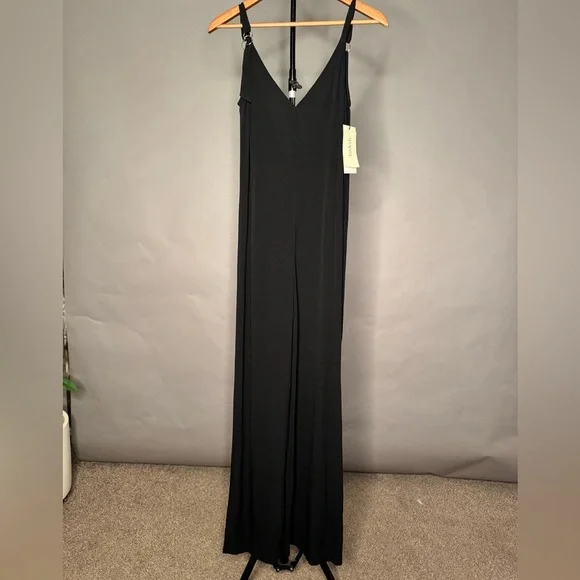 ba&sh • NWT Fasme Jumpsuit • Black Flowy Wide Leg Deep Open Back • XS - Picture 6 of 13